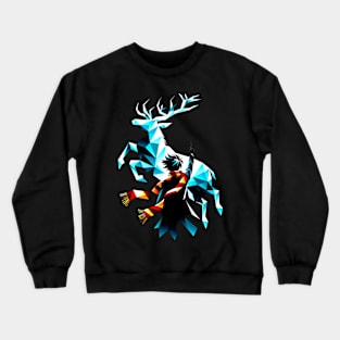 Summoning a Mystical Stag of Light - Geometric Art - Fantasy Crewneck Sweatshirt